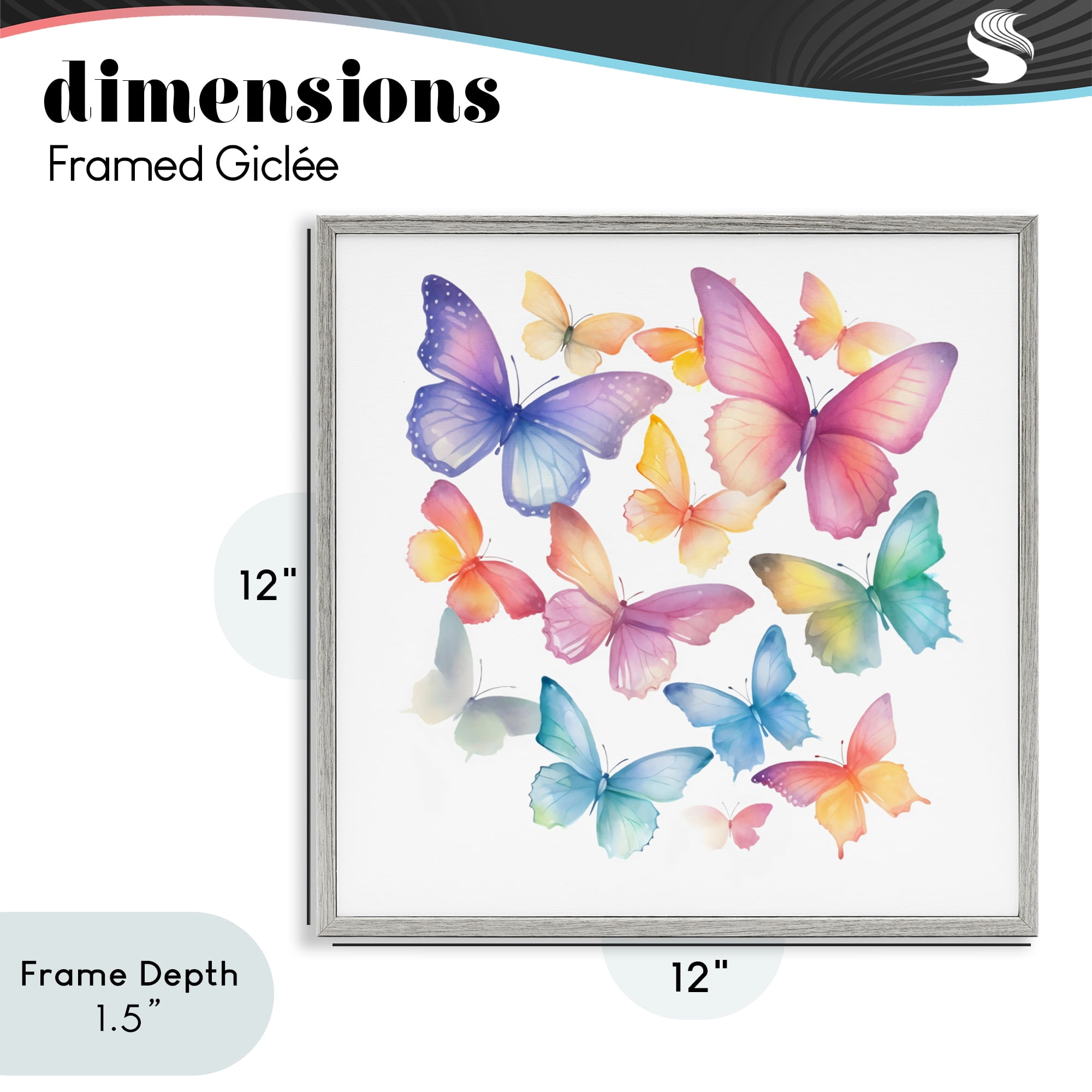 Stupell Industries Rainbow Butterflies Rabble Gray Framed Giclee Art, design by Creative Studio