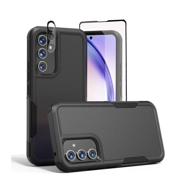 TASHHAR Samsung Galaxy A54 5G Case with Screen and Lens Protector Military Grade Double Layer Drop Resistant Durable for Galaxy A54 5G Phone - Black