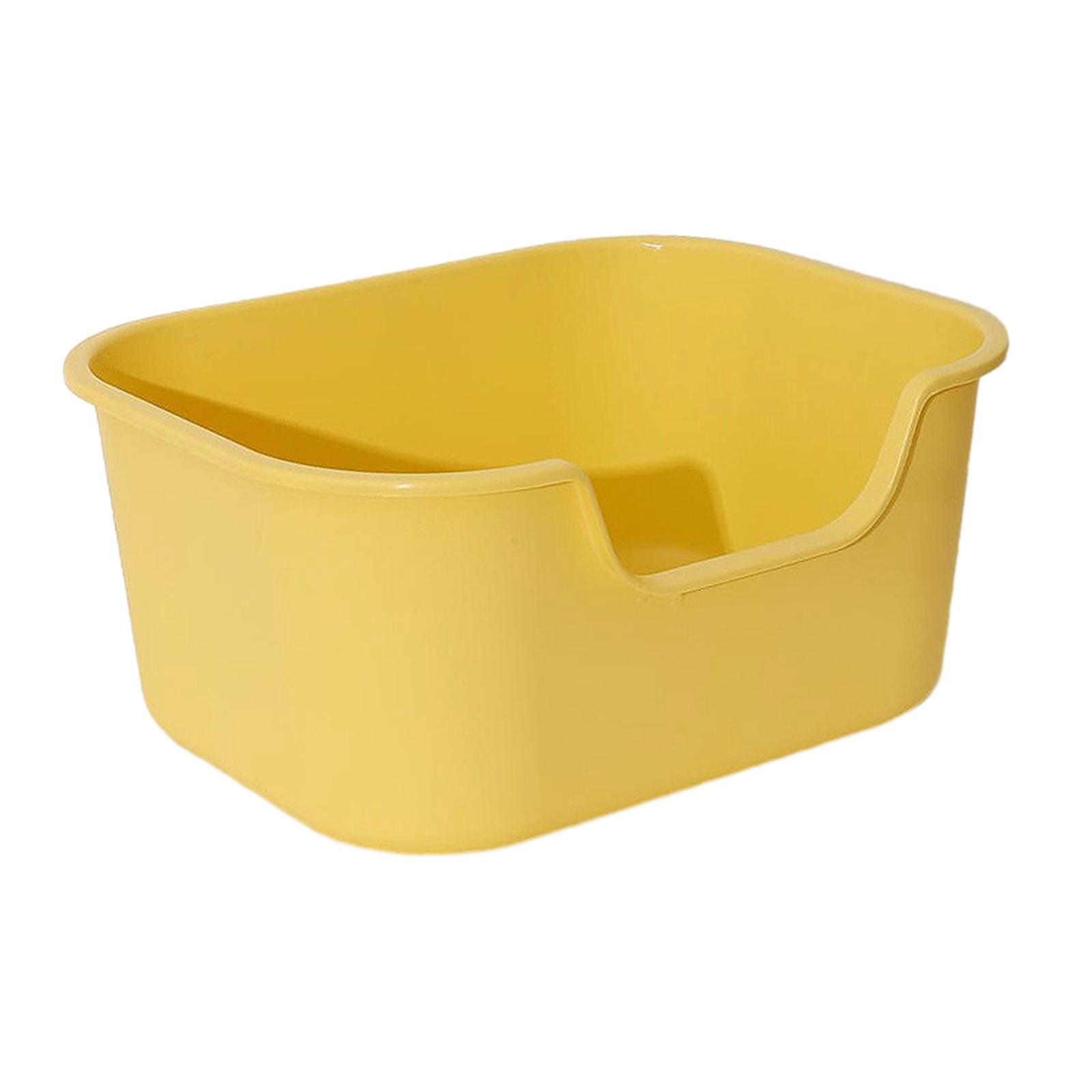 Open Litter Box Kitten Toilet Splashproof Portable Cat Toilet for Small Pets yellow