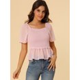thumbnail image 3 of INSPIRE CHIC Women's Ruffle Peplum Square Neck Flare Short Sleeve Crop Smocked Blouse, 3 of 6