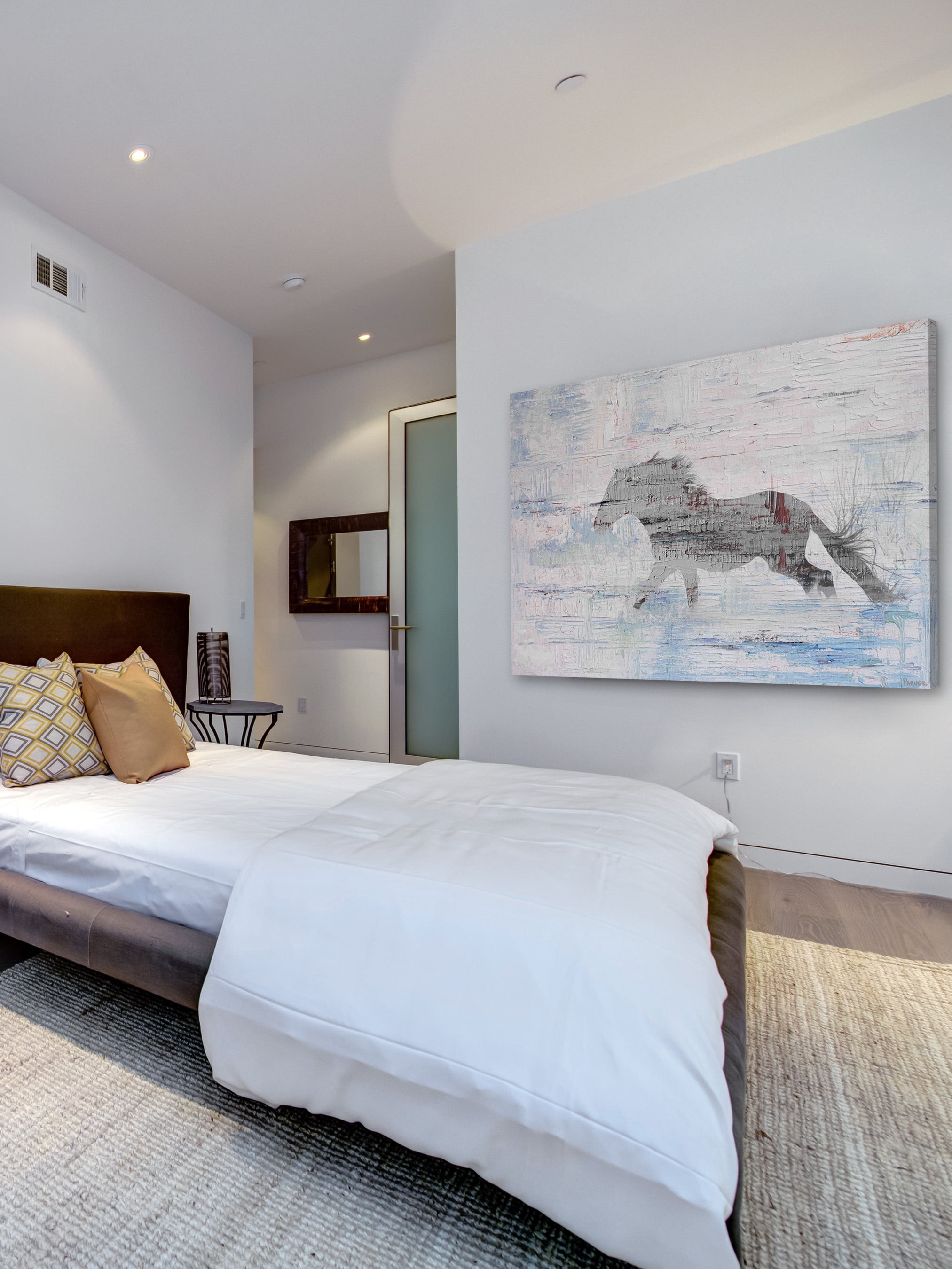 "Grey Horse Trot 2" Painting Print on Wrapped Canvas