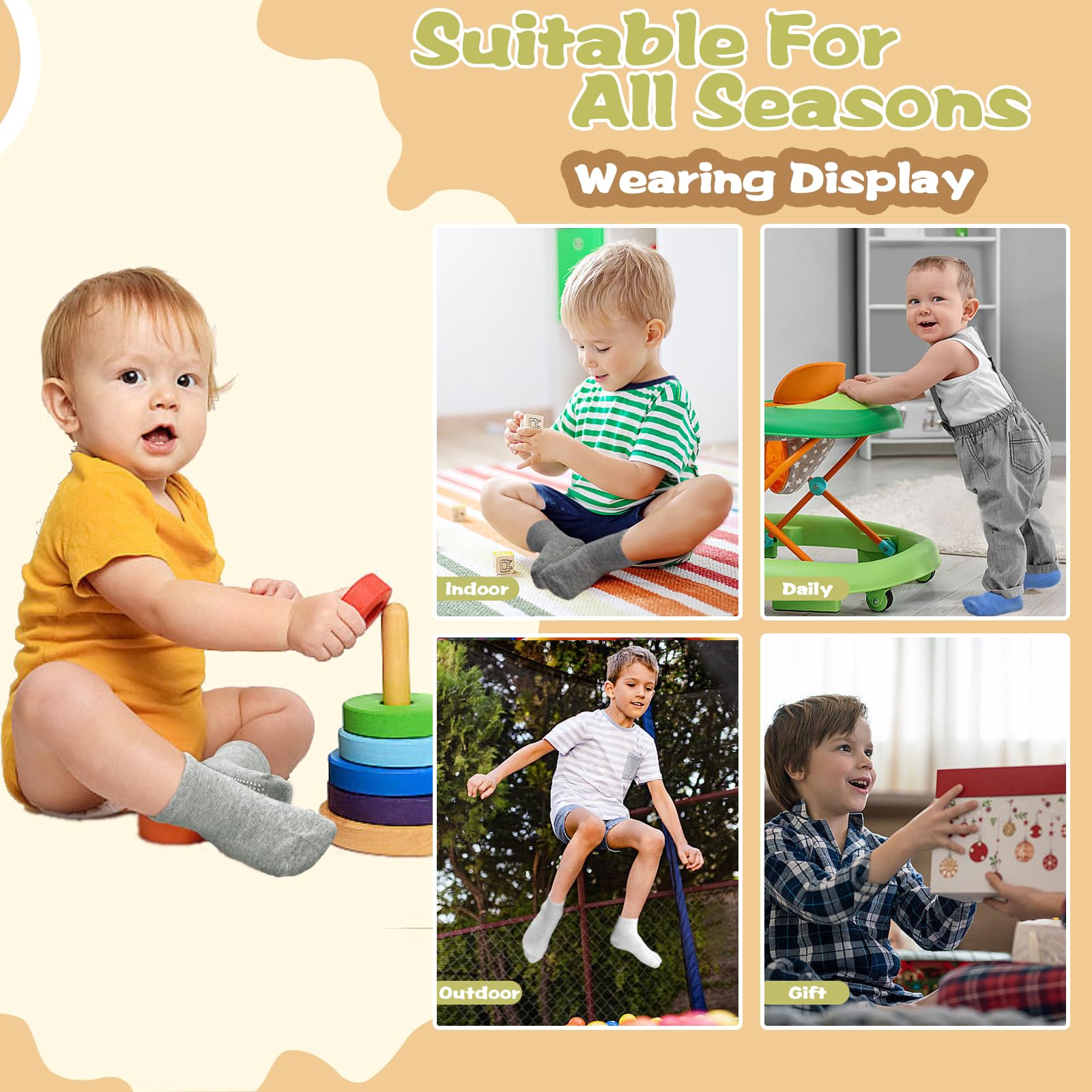 HYCLES Non-Slip Toddler Socks, 12 Pairs photo 5