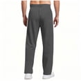 thumbnail image 6 of oqasdz Mens Pants Solid Color Winter Thermal Straight Leg Lightweight Sports Stretch Lined Trousers with Drawstring Casual Relaxed Cozy Dailywear, 6 of 6
