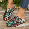 thumbnail image 3 of Pandaie Closed Toe Clogs for Women Flower Print Low Wedge Slip on Mules Shoes Comfortable Backless Dressy Walking Slides Size 6-10, 3 of 8