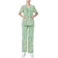 thumbnail image 6 of BiZtdJrK Women's Scrubs Set Short Sleeve V Neck Top Matching Loose Fit Wide Leg Pants 2 Piece Sets Fashion Printed Fall Outfits Todays Daily Sales Multicolor XXL, 6 of 7