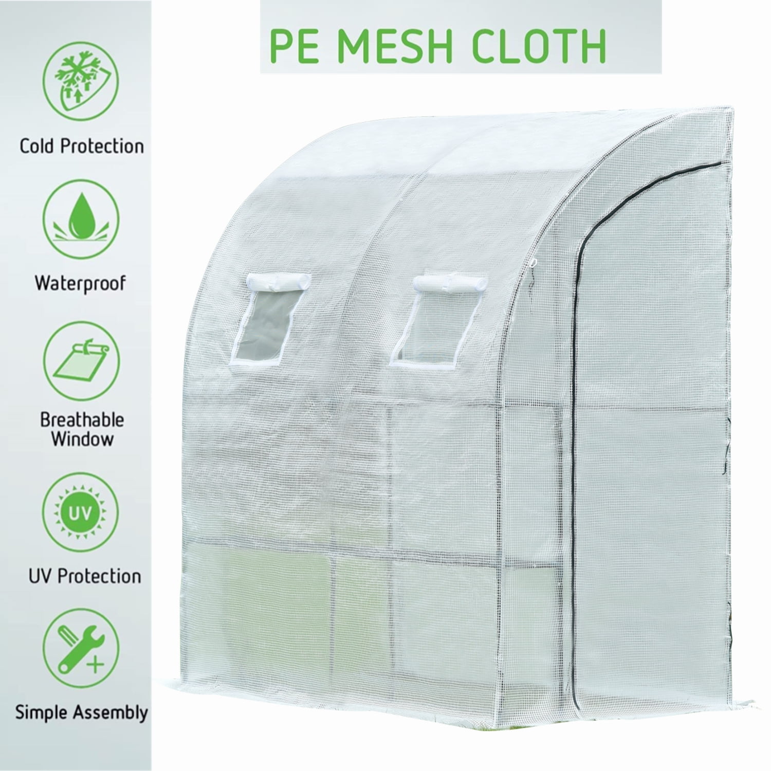 Private Jungle Portable Walk-in Green House with PE Cover, Waterproof UV Protected Hot House with two Roll-Up Side Windows,White Private Jungle Portable Walk-in Green House with PE Cover, Waterproof UV Protected Hot House with two Roll-Up Side Windows,White