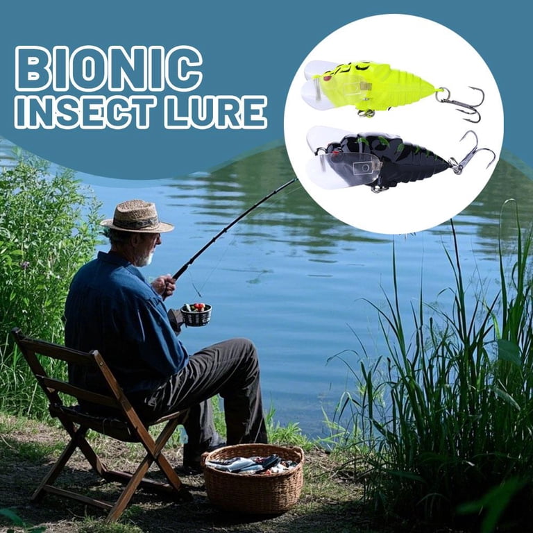 bionic insect fishing lures Blarkrus Fishing Lures Floating Bionic Topwater, Insect Mimic Design with Popper, for Freshwater Fishing Setup and Daily Use, Size: 7