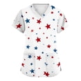 thumbnail image 2 of Trgacdwlo S-5XL 4th of July Plus Size Scrub Tops for Women Stars Stripe Print Womens Work Shirt V Neck Short Sleeve Uniforms Scrubs for Women with Pocket, 2 of 5