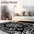 thumbnail image 2 of ODIKA 6'x9' Machine Washable Non-Slip Area Rug, Elegant Damask Scroll Heirloom High Traffic Rug with Pad, Black, 550220, 2 of 8