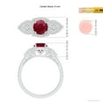 thumbnail image 5 of ANGARA Natural Aeon Vintage Inspired 3 Stone 1 ct Ruby & Diamond Halo Engagement Ring in 14K White Gold for Women (Size-6mm) | July Birthstone, Anniversary, Jewelry Gift for Women | Natural Ruby Ring, 5 of 10