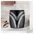 thumbnail image 2 of 2pc Sinatra Black Modern Bath Accessories Set Waste Basket & Tissue Box Modern Decorative Beautiful Designs Bathroom Decor Set for Home Luxury Bath Set Mosaic Glass, 2 of 7