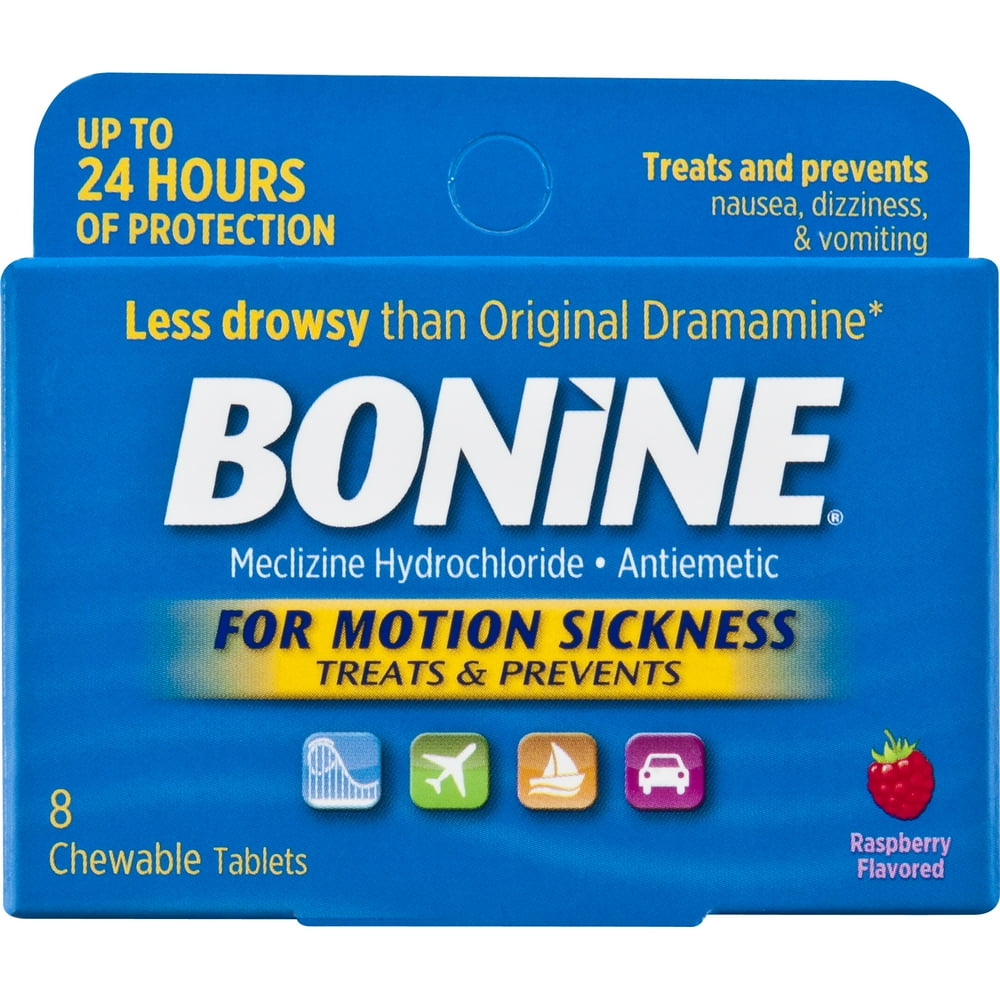Bonine Antiemetic Chewable MotionSickness Relief Tablets, Raspberry