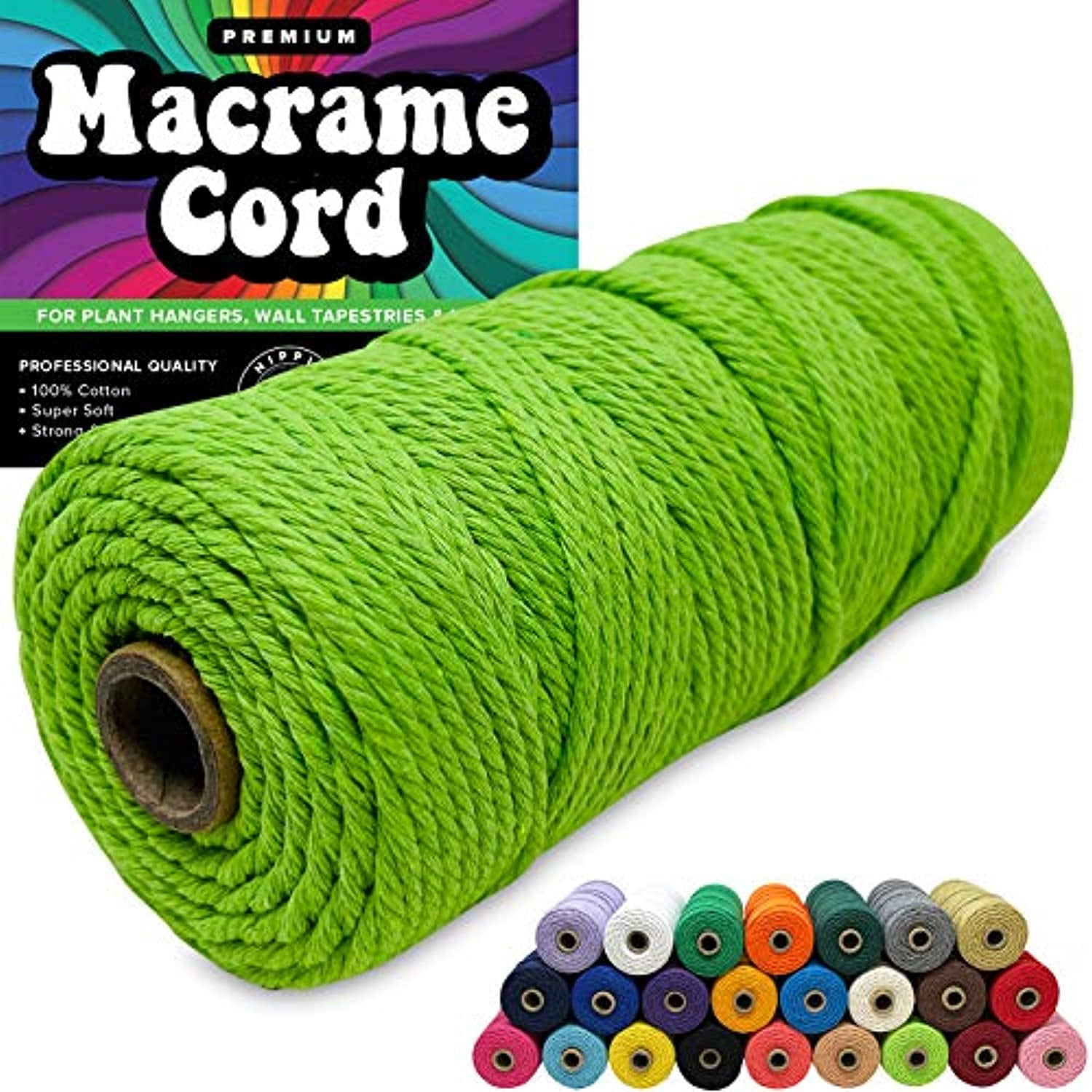 Light Green 100 Cotton Cord Rope for Macrame 3mm Natural and Colored