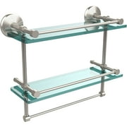 16" Gallery Double Glass Shelf with Towel Bar