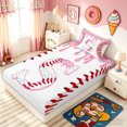 thumbnail image 4 of Meiyoeat Sprinkle Baseball Letter T Twin Sheet Sets for Boys Girls, Pink Red Ice Cream Drip Sport Bedding, 3 Pieces, 4 of 5