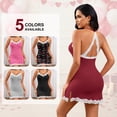 thumbnail image 6 of QYLUX Women’s Sexy Lace Lingerie Babydoll Chemise Nightgown, Halter Backless Sleepwear Dress, 6 of 6