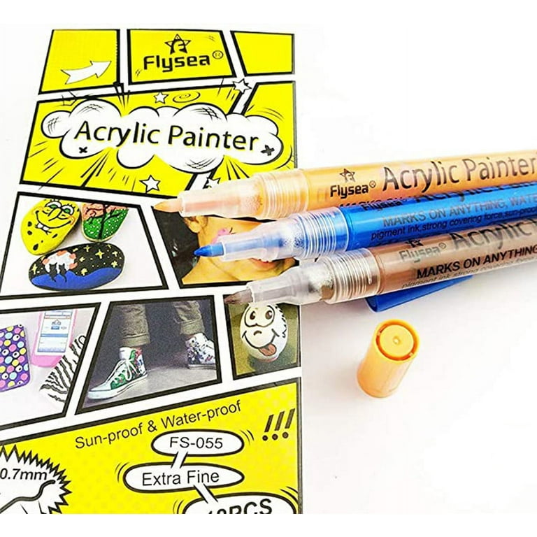 28 Colors Waterproof Dual Tip Acrylic Paint Pens, Dot Fine Tip