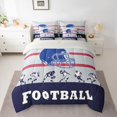 thumbnail image 2 of Feelyou Grey Navy Helmet Bedding Comforter Set 7pcs for Boys, Soccer Football Player King Bedding Sets, Vintage American Sport Reversible Bed Sheets, Microfiber Bedroom Decor, 2 of 7