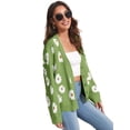 thumbnail image 3 of Floral Print Women V-Neck Long Sleeve Cardigan Button Knit Coat, 3 of 5
