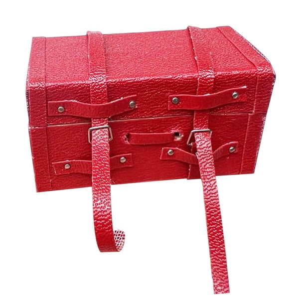 Mini maleta de casa de muñecas, accesorios de casa de muñecas, caja de equipaje de muñeca a escala 1/12, para Rojo perfke Mini maleta de casa de muñecas