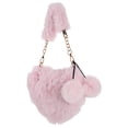 thumbnail image 1 of Bolso bandolera de peluche con forma de corazón para mujer, bolso de hombro mullido para niñas, bolso bandolera pequeño de moda con forma de corazón para mujer, 1 of 8