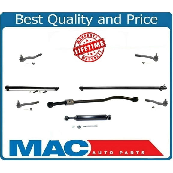 99-04 Grand Cherokee 7Pc Steering Kit Tie Rods Sleeves and Steering Stabilizer