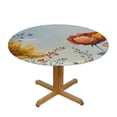 thumbnail image 3 of nygtbtfer Flower Round Fitted Table Covers with Elastic Edge, Outdoor Tablecloths , Blue Floral Daisy White Patio Table Covers for Parties Decor 42-46, 3 of 8