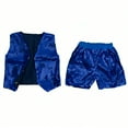 thumbnail image 5 of Girls Outfits Glitter Vest with Shorts Party Dress Lightweight Comfortable Kids Two Piece Sets Blue 4-5 Y, 5 of 5