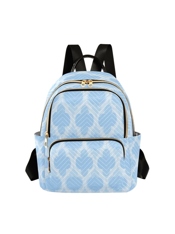Blue Shade with White Frame Quilted Backpack Fashion Daypack Commuter Bag for Women 14 L