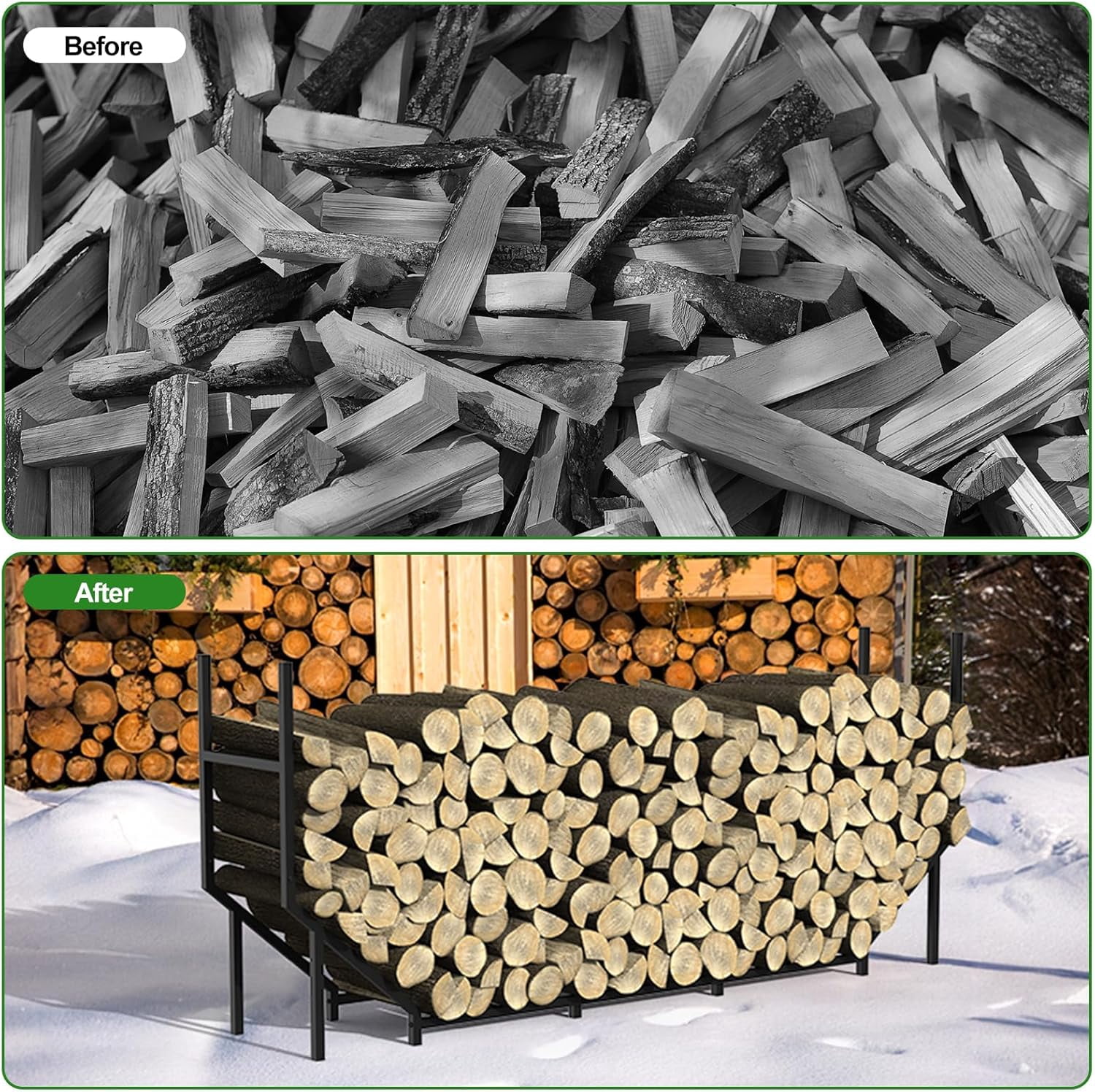 6FT Heavy-Duty Outdoor/Indoor Firewood Rack – Large Capacity Log Holder with Weather-Resistant Metal & Elevated Base (70.8"L x 12.5"W x 30.5"H)