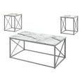 thumbnail image 2 of Monarch Modern End Side Accent Faux Marble 3 Pieces Coffee Table Set, White, 2 of 4