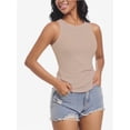 thumbnail image 3 of Women's Crewneck Racerback Ribbed Tank Tops Summer Basic High Neck Sleeveless Slim Fit Crop Tops, 3 of 4