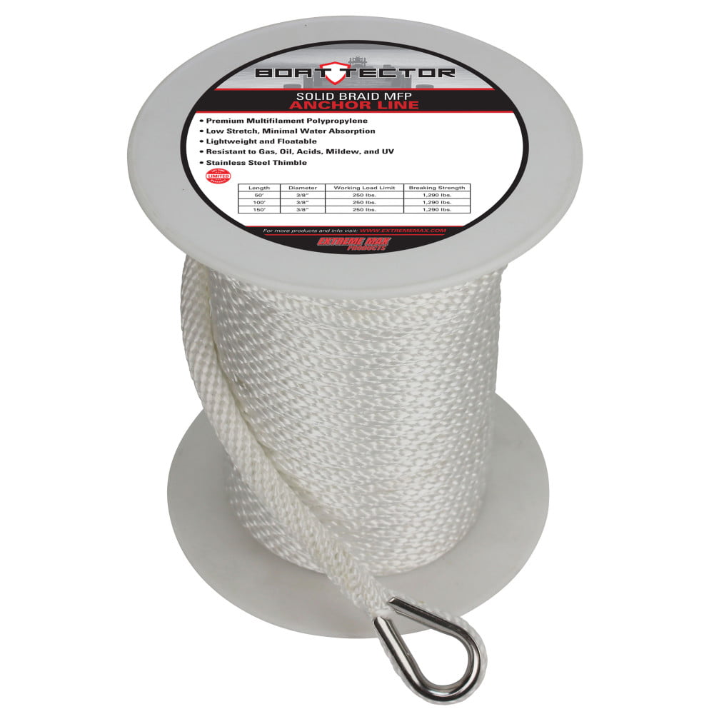 Extreme Max 3006.3462 BoatTector Solid Braid MFP Anchor Line with ...