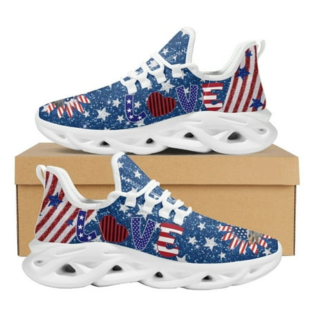 

American Flag Dog Paw Cute Love Heart Versatile Comfortable Women s Sneakers Lightweight Slim Fit Flats Walking Shoe