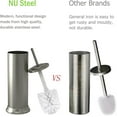 thumbnail image 6 of Slim Compact Freestanding Toilet Bowl Brush and Holder for Bathroom Storage and Organization - Space Saving, Sturdy, Deep Cleaning, Covered Brush, Metal in Brushed Finish, 6 of 6