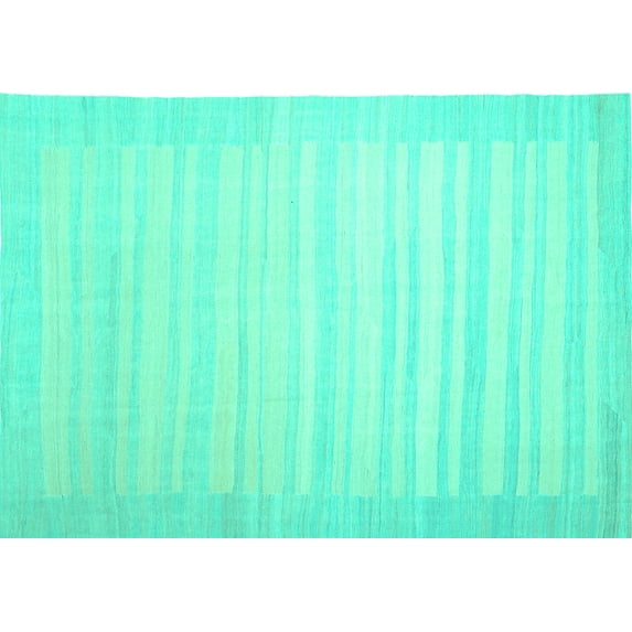 Ahgly Company Machine Washable Indoor Rectangle Abstract Turquoise Blue Contemporary Area Rugs, 3' x 5'