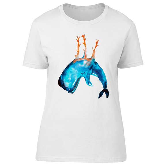 Amazing Blue Whale Watercolor T-Shirt Men -Image by Shutterstock, Male 4X-Large