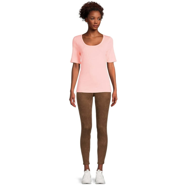 Time and Women's Scoop Neck Tee with Elbow Length Sleeves, 2- Pack, Sizes XS- XXXL - Walmart.com