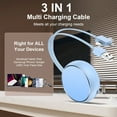 thumbnail image 5 of Bioonis Retractable Charging Cable, 3 in 1 Multi USB Cable 3.3FT Charging Cord USB Cable Adapter with Light-ning Cable USB C Type C Micro USB Charger Cord Compatiable for iPhone Samsung Android, Blue, 5 of 7