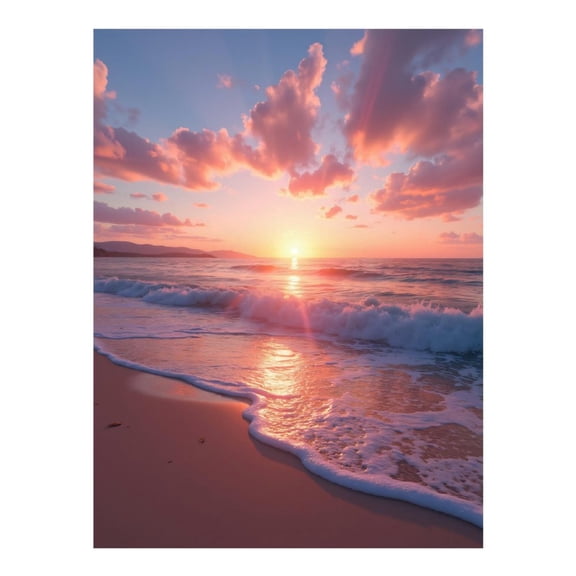 Diamond Art Kit for Adults, Sunset Beach Waves Tranquility Diamond Painting for Adults Beginners, DIY Diamond Art Painting Kits, 5D Diamond Painting Crafts for Home Decor 12x16 Frameless