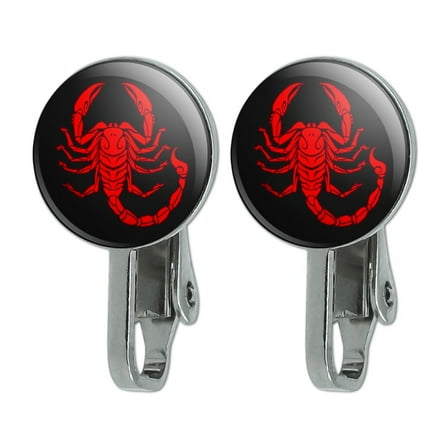 Red Tribal Scorpion Novelty Clip-On Stud Earrings