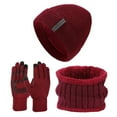 thumbnail image 2 of CUZIBR Winter Gloves Knit Thick Lined Thermal Had Scarfs Gloves Three Piece Set Solid Color Soft Warm Outdoor Cold Weather For Unisex, 2 of 5
