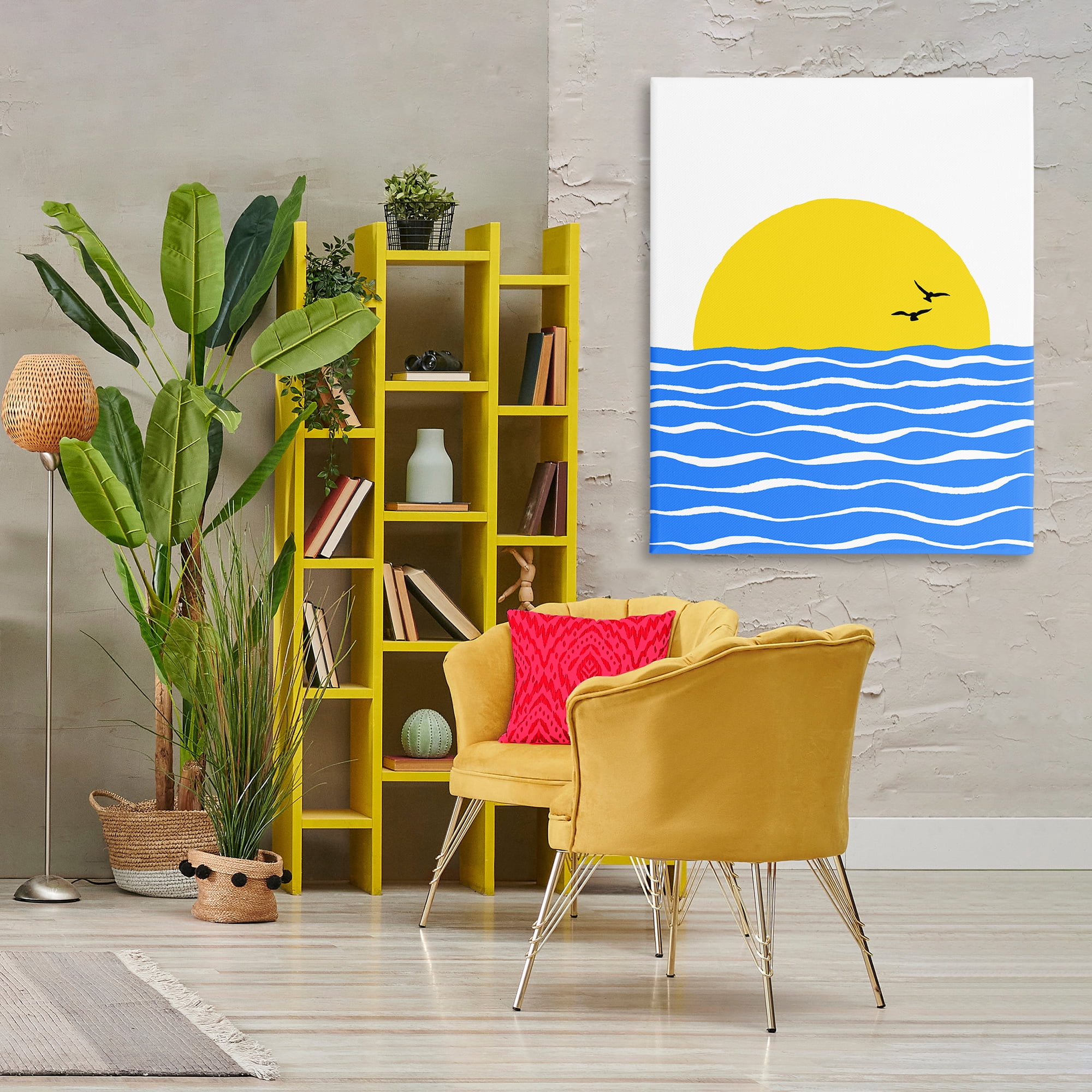 Stupell Industries Birds & Blue Sea Nautical & Beach Painting Wrapped Canvas Art Print Wall Art, 36 x 48