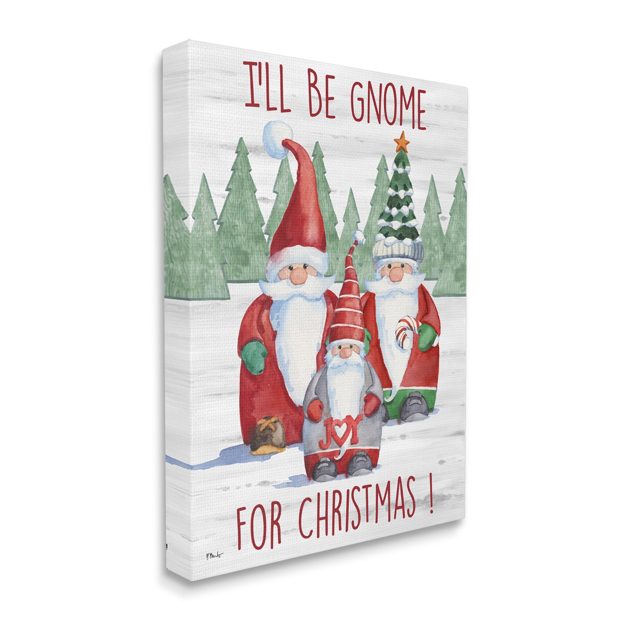 Stupell Industries Gnome For Christmas Phrase Holiday Painting Gallery Wrapped Canvas Print Wall Art, 30 x 40