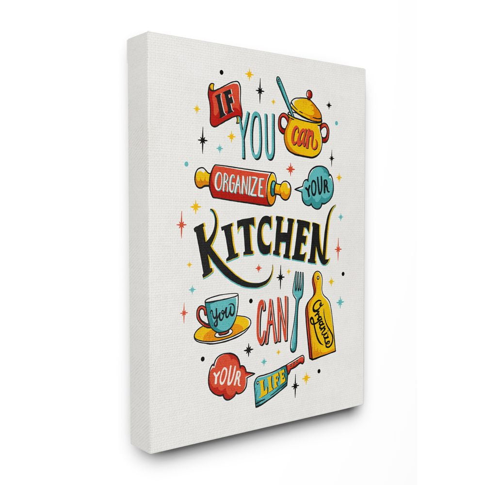 Stupell Industries Organize Your Kitchen Inspirational Vintage Comic Book Word Design Canvas Wall Art by Ester Kay