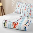 thumbnail image 4 of Manfei Cartoon Sea Animal Twin Quilt Set, Watercolor Fish Twin Coverlet Set, Light Blue White, 2pcs, 1 Bedspread and 1 Pillowcase, 4 of 7