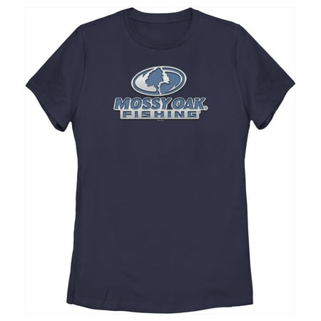 Women s Mossy Oak Blue Fishing Logo Graphic Tee Navy Blue Large