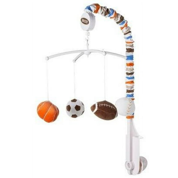 Bacati - Mod Sports Blue Orange Chocolate Musical Baby Crib Mobile