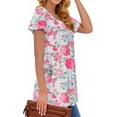 thumbnail image 3 of Fantaslook Womens Blouses Dressy Casual Pleated Tunic Tops Floral Ruffle Sleeve Summer Shirts, 3 of 6