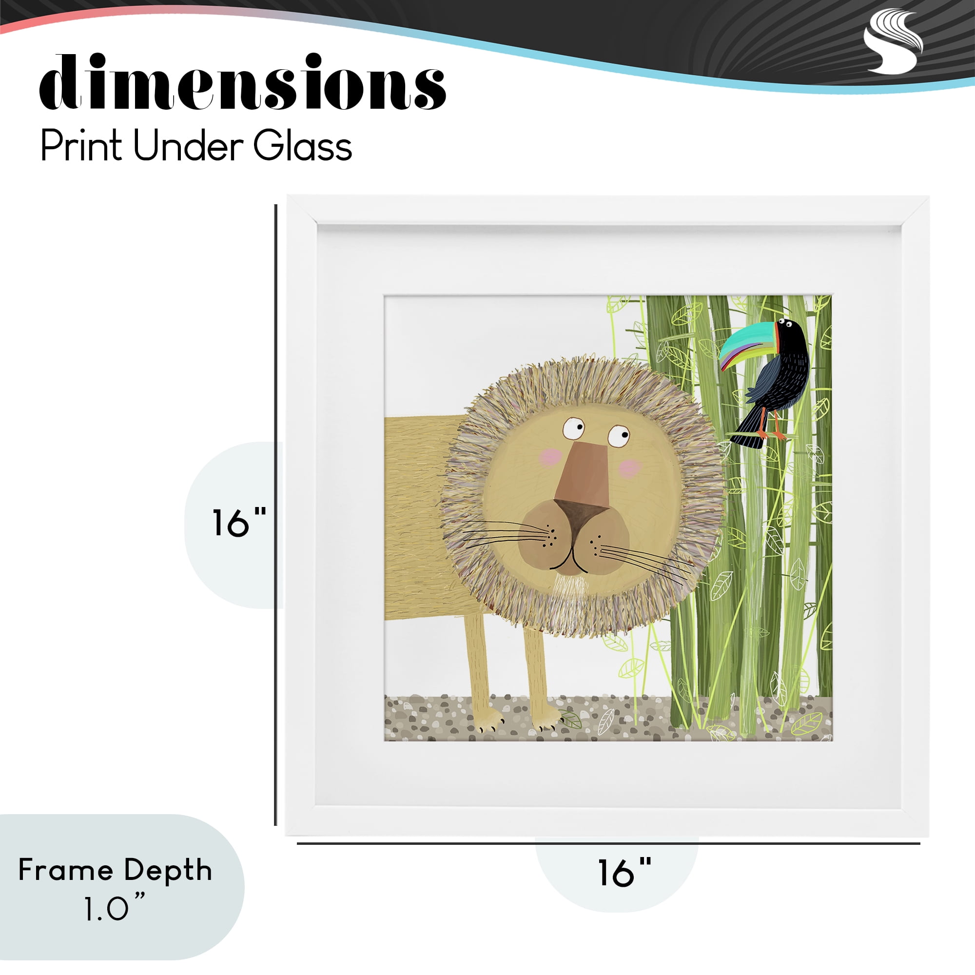 Stupell Industries Lion with Bamboo Trees & Toucan White Framed Print Under Glass, design by Carla Daly